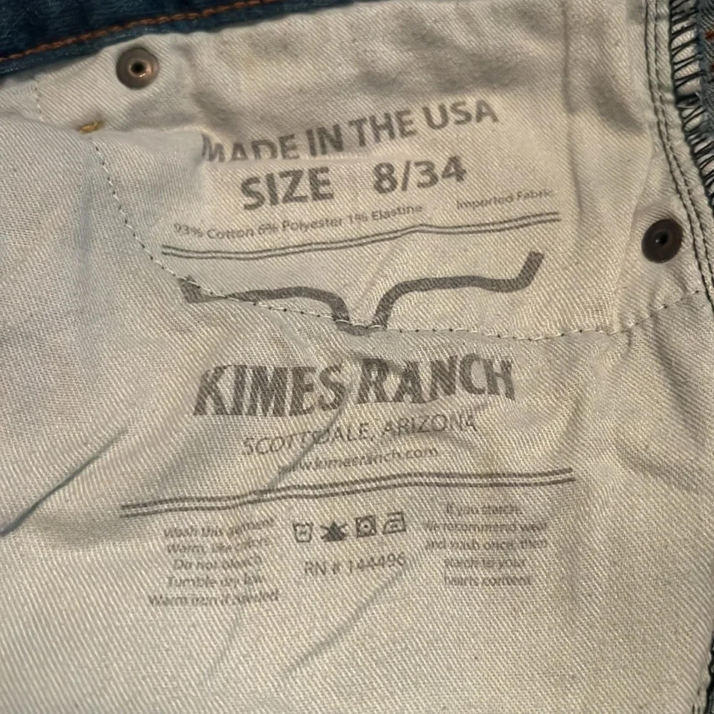 Kimes Ranch Dark Blue Boot Cut Jeans with Orange Stitching